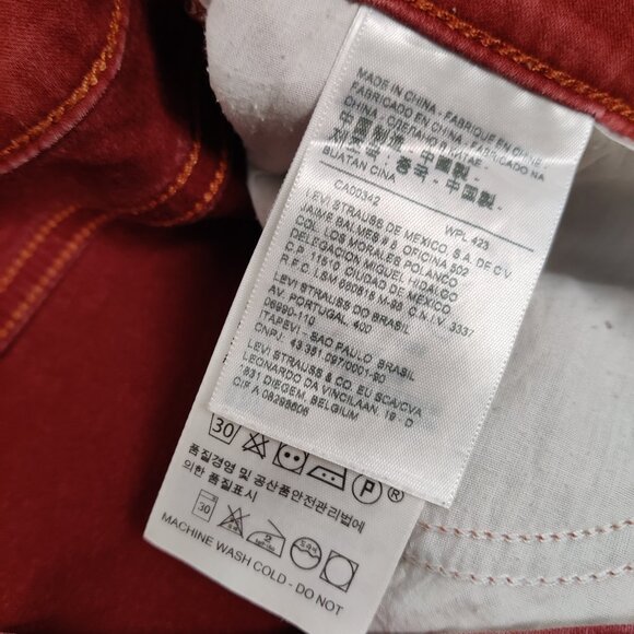 Levi's Men's Mid Rise Skinny Jeans in Brick Red Size 33 Cotton Denim Pants - Picture 9 of 14